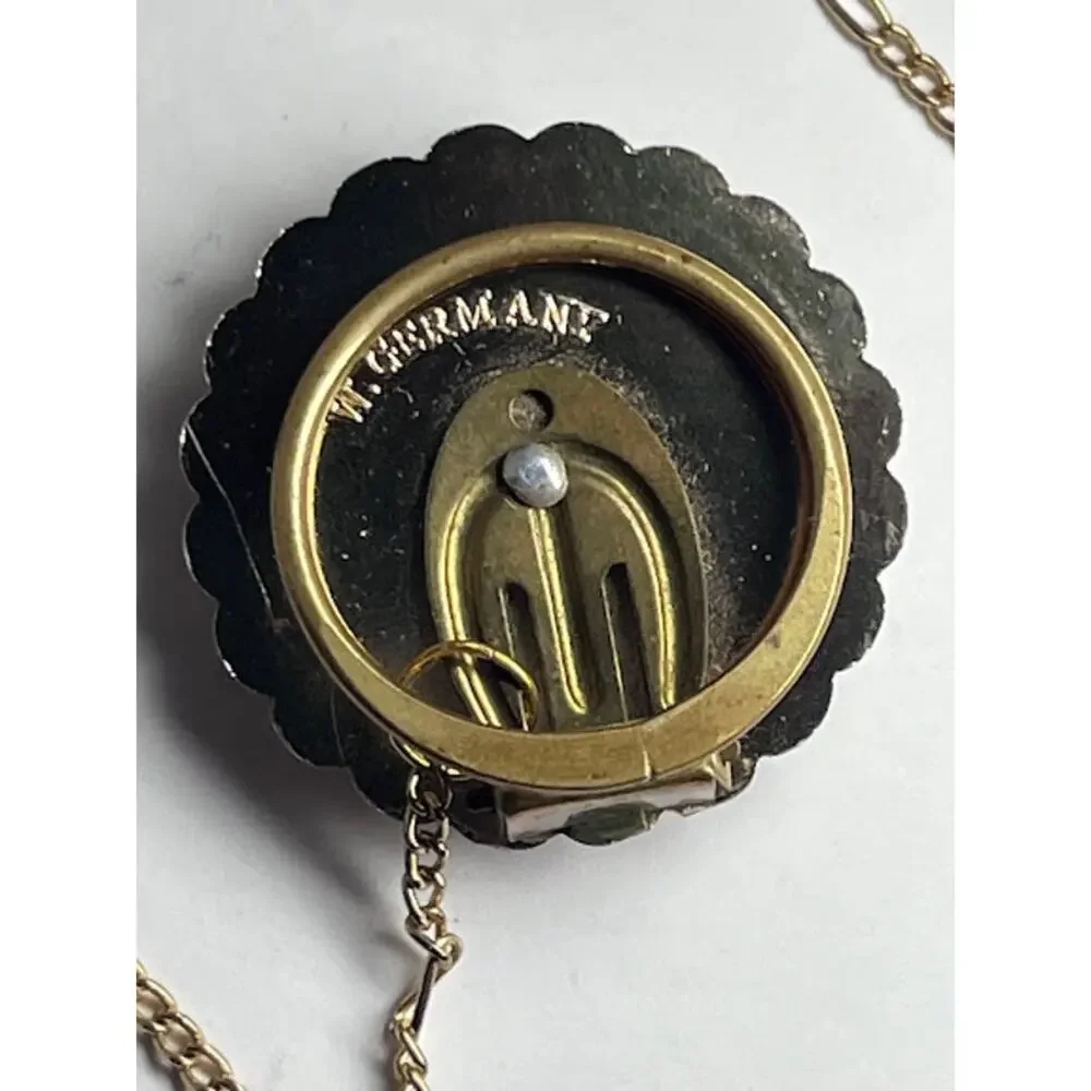 Pocket Watch Chain & Pocket Clip Fob West Germany Stunning Vintage Gold Plated